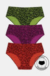 Rosaline Pure Cotton Full Coverage Neon Leaves Brief (Pack of 3) — thumbnail 1